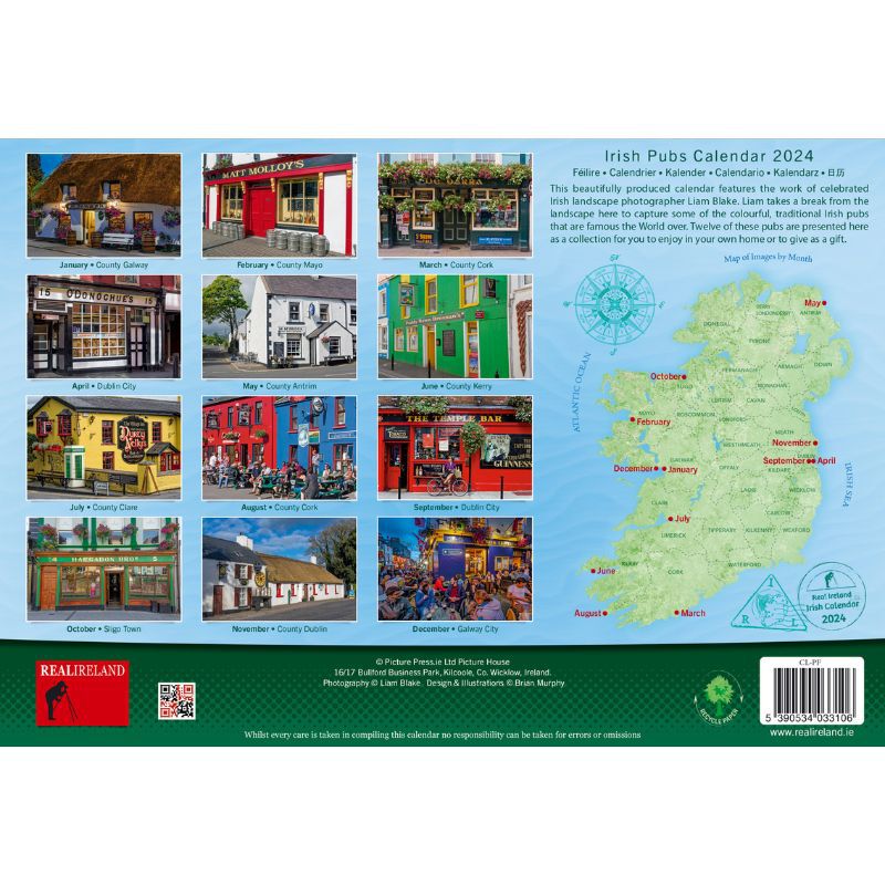 A4 Irish Pubs Calendar 2024 by Liam Blake
